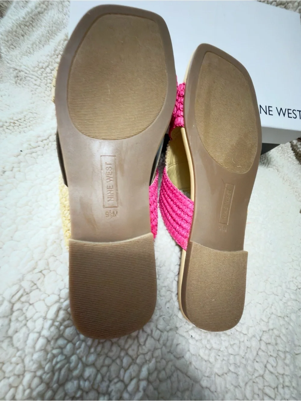 Nine West Women's Quara Sandal, Light Natural/Pink 111, Size 9.5- new in box